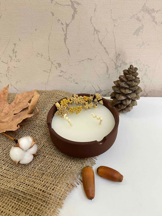 شات شمع با تزئین گل خشک
