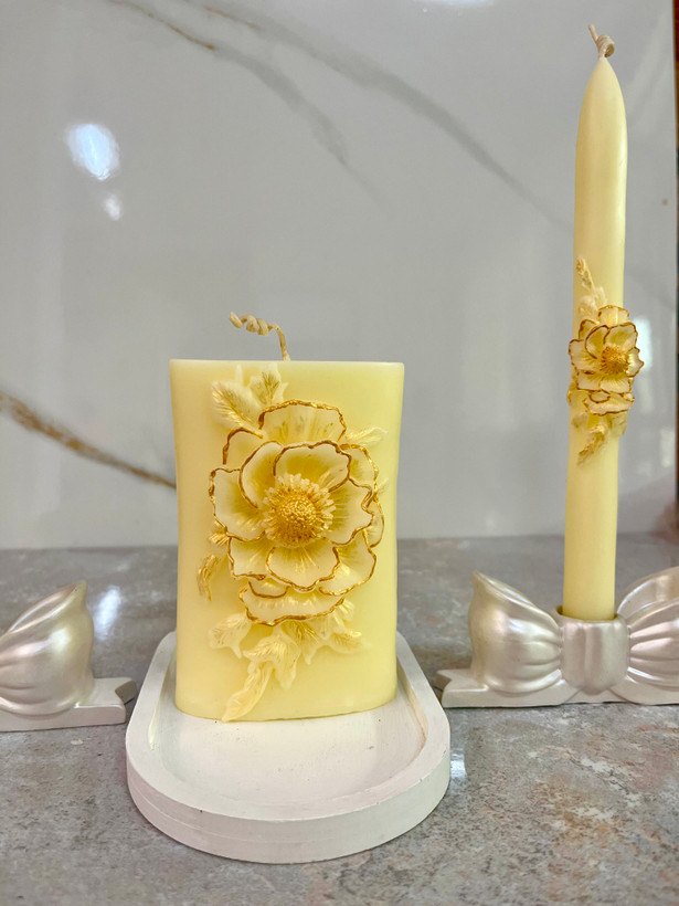 شمع قلمی و استوانه سه بعدی گل